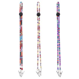 Folk Style Napkin Clip Bib Holder 3Pcs Dental with Adjustable Cords & Alligator Clips Soft Lightweight Dining Portable Colorful Dentist Bib Holder Clips Race Neck Chain for Runners Elderly Youth Adult