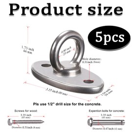 Ceiling Hook, Heavy Duty, Ceiling Mount, Ceiling Anchor, Heavy Duty Hook Ceiling, Ceiling Mounting, Up to 400 kg, High-Quality 304 Stainless Steel Wall Eyelet Hook for Wooden Beams, Punch Bag, Ceiling