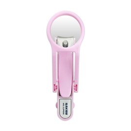 CAREOR Nail Clippers with Magnifying Glass, Stainless Steel Finger and Toenail Clippers for Elderly, Professional Nail Trimmer, Reduce Eye Strain (Pink)