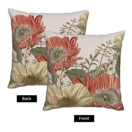 Churent Vintage Flowers Pillow Covers 18 x 18 Set of 2 Floral Linen Throw Pillow Cover Colorful Spring Summer Decorative Pillowcases Rustic Farmhouse Home Decor for Couch Bed Sofa Outdoor