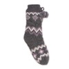 MUK LUKS Women's Chunky Fairisle/Cable Mix Cabin Socks, Grey, L/XL