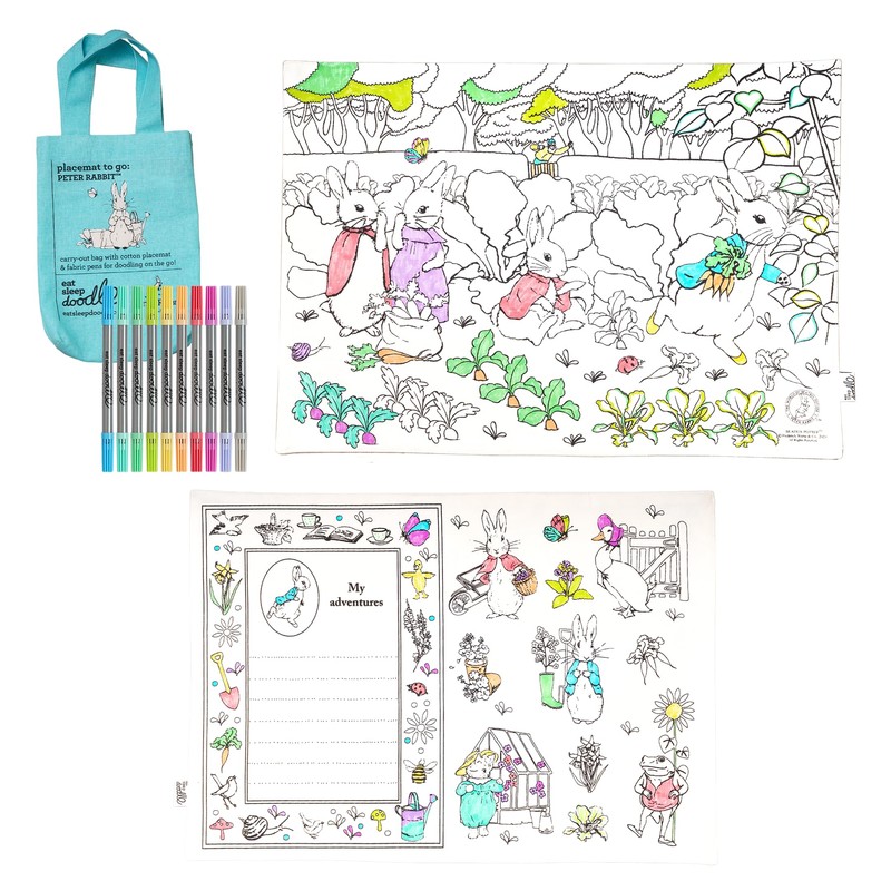 eatsleepdoodle Peter Rabbit™ and Friends Colouring Placemat for Kids w/10pk
