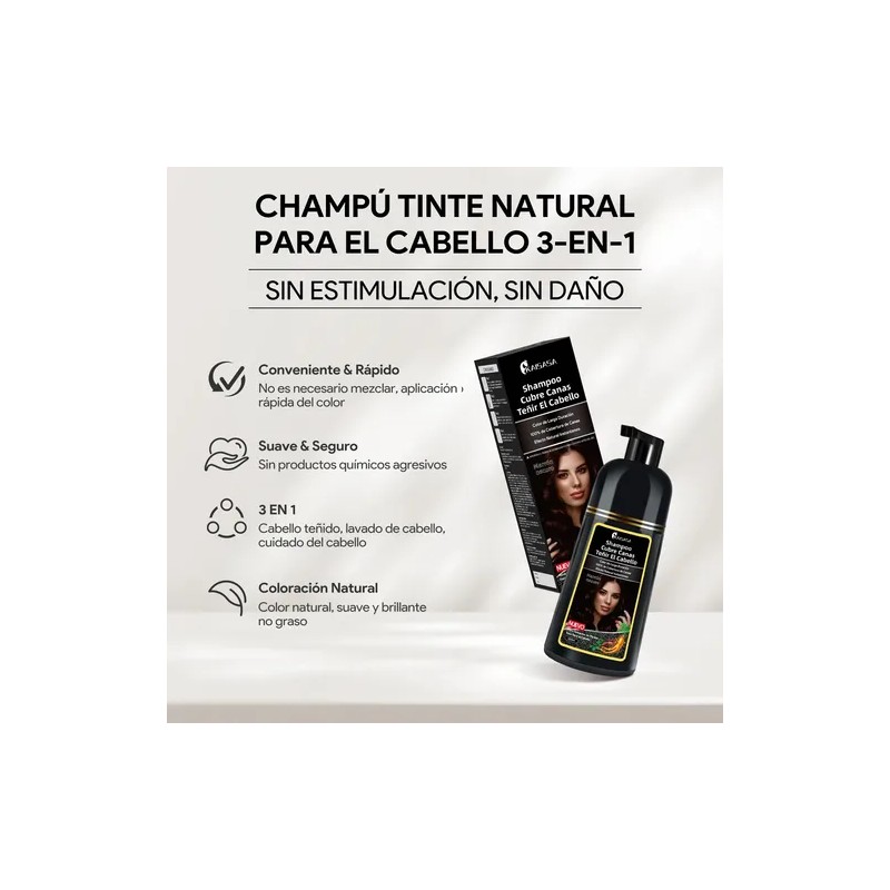 Shampoo Tinte Instantáneo Cubre Canas Natural Jengibre 500ml