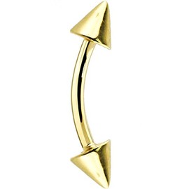 Body Candy Solid 14k Yellow Gold 3mm Cone Curved Eyebrow Ring 16 Gauge 5/16"