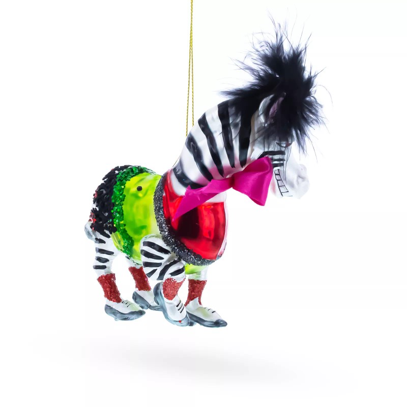BESTPYSANKY Zebra in Costume Blown Glass Christmas Ornament