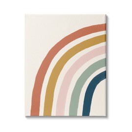 Stupell Industries Half Arch Children's Rainbow Boho Toned Stripes Canvas Wall Art, 16 x 20, Multi-Color
