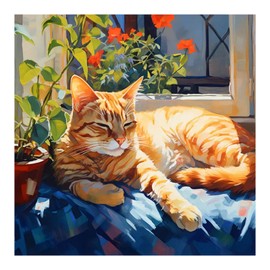 SJUTOUCI Diamond Painting Kits for Adults, Napping Cat Diamond Art Kits for Beginners, 5D DIY Diamond Bead Art, Full Drill Round Gem Craft Home Decor 30x30cm