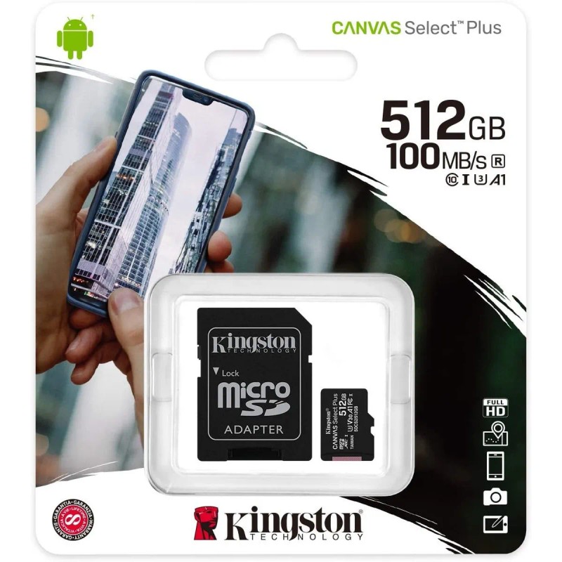 Memoria Microsd Kingston Canvas Select 512gb 100mb/s Y 85mbs