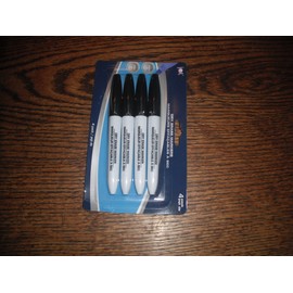JOT Dry Erase Markers, black ink, chiselled tip, 4 pack