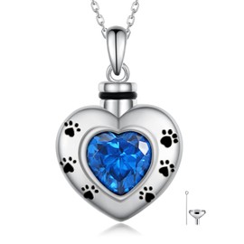 Pet Urn Necklace for Ashes 925 Sterling Silver Pet Cremation Jewelry for Pet Ashes Keepsake Memorial Ashes Necklaces for Women Men