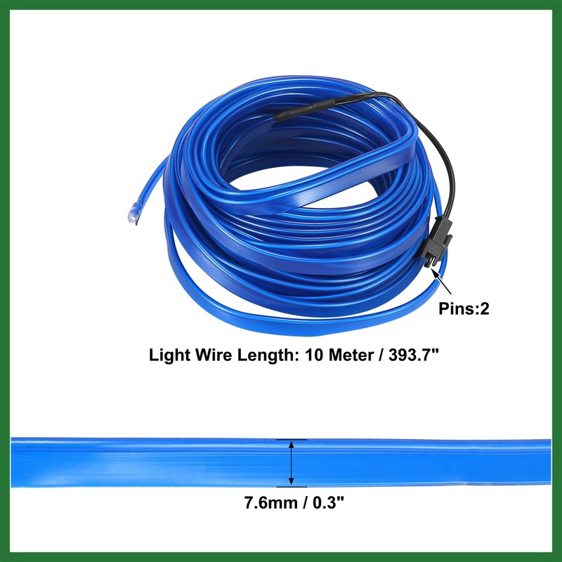 Motoforti 10 Meter/33ft Car Interior USB EL Wire Strip Blue