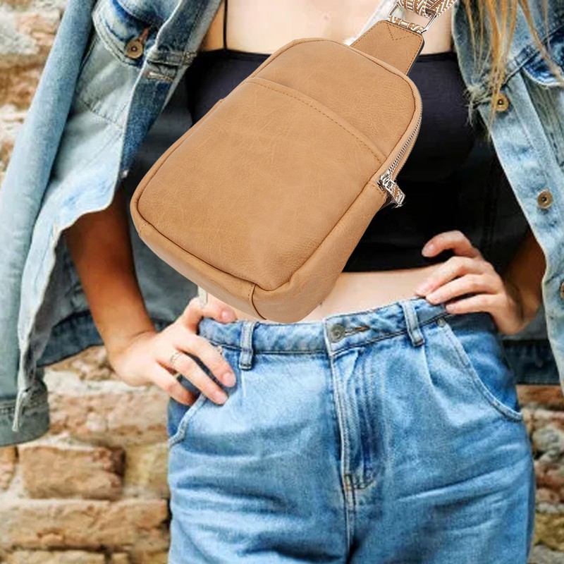 Sling Bag Shoulder Backpack Retro Zipper Multiple Compartments Widened Strap