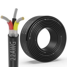 22 Gauge 3 Conductor Shielded Wire 100FT, UL2464 22 AWG 3 Core Cable Tinned Copper Stranded 22/3 CNC Wire for CNC VFD Spindle, Stepper Motor, 3D Printer, Sound, Speaker, Signal Transmission, etc.