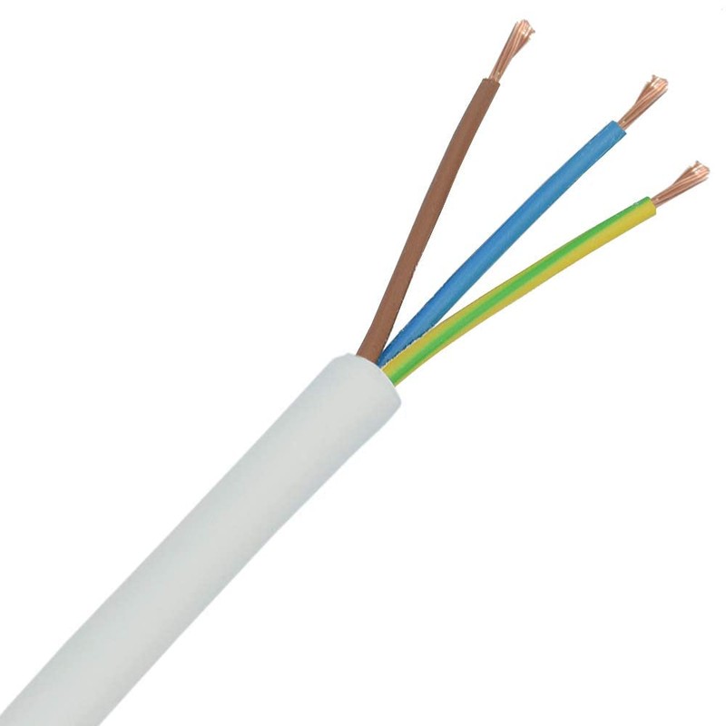5 m cable, white, 3 x 1.5 mm², flexible, H05VV-F