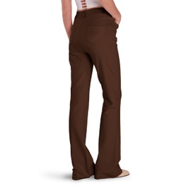 Houmous S-XXL 29''31''33''35'' Inseam Women's Bootcut Dress Pants w/Pocket Stretch Work Lounge Pant Office Casual Pants Brown
