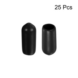 QUARKZMAN Pack of 25 Rubber End Caps 7 mm ID Rubber Caps Rubber Plugs Round Protective Caps Protective Cover End Tips Dust Protection for Wire Cable Thread Bolts Screws Pourer Black