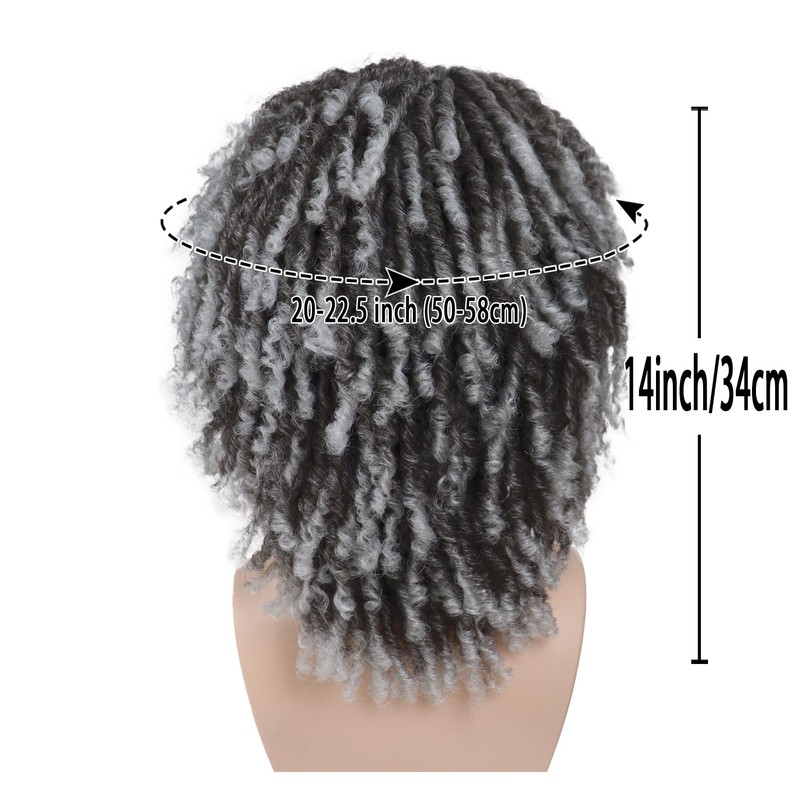 GNIMEGIL Gray Ombre Dreadlocks Wigs for Men Braided Wig Medium