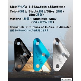 NACETURE Flexible Metal Fittings, Triangle-Aluminum Alloy Rope Tensioner, Camping Tent Guy Line Cord Adjuster, Camping Gear, For Hiking, Backpacks, Ultralight Tent Stakes Guy Line Tensioner Tent Cord