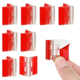 8Pcs Clear Plastic Hinges, Acrylic Small Hinges Self Adhesive Continuous Piano Hinge Folding Hinge Tools for Cabinet Aquarium Lid Furniture Display Stand Drawer Furniture DIY (35x25mm)
