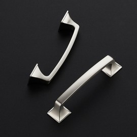 25 Pack Kitchen Cabinet Handles 3-3/4 Inch Hole Center Brushed Nickel Cabinet Pulls Solid Suqare Foot Drawer Pulls for Kitchen Cabinet Door Handles Silver Arch Dresser Handles for Cabinet and Drawers