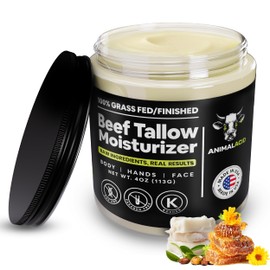 Beef Tallow for Face, Skin & Body - 4 Fl oz Handmade Tallow Face Moisturizer with Organic Jojoba Oil, Beeswax & Honey - 100% Grass Fed Beef Tallow Cream - Unscented