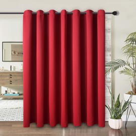 WONTEX Room Divider Curtain - Privacy Blackout Curtains for Bedroom Partition, Living Room and Shared Office, Thermal Insulated Grommet Curtain Panel for Sliding Door, 8.3ft Wide x 8ft Long, Red