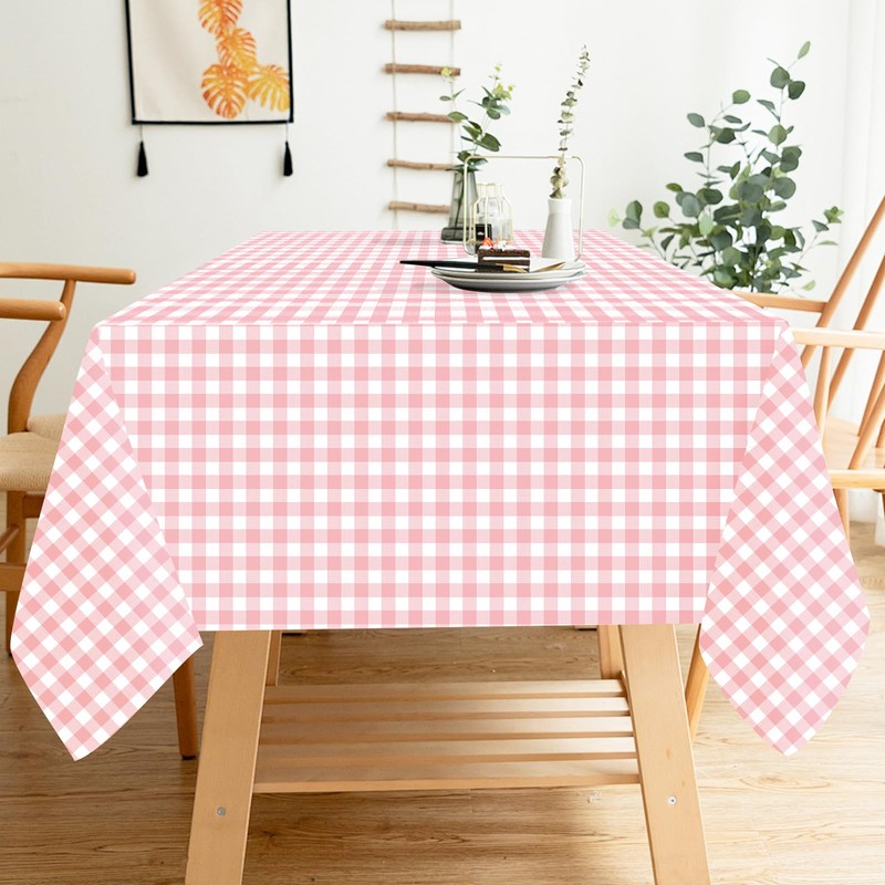 FALIZIFU 2 Pack Pink Gingham Tablecloth 54 × 108 Inch