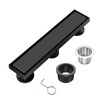 Fibetter Linear Shower Drain 12 Inch Black Rectangular Floor Drain