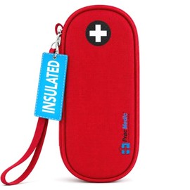 PracMedic Bags Epi Pens Carrying Case- Insulated Epipen Carry Case (Red) | Holds 2 Epi Pens, Auvi-Q or Neffy, Inhaler & Antihistamine. Compact Medical