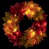 SilksAreForever 24" Maple Leaf LED-Lighted Artificial Hanging Wreath -Fall