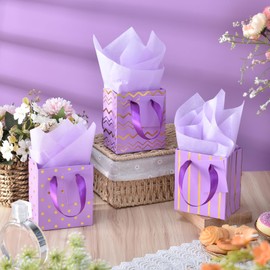 DOYIDE 30 Pcs Small Gift Bags with Handles, 4x2.75x4.5inch Mini Paper Gift Bags, Tiny Party Favor Bags with Tissue and Tag, Welcome Bags for Christmas Valentines Holidays Birthday Wedding Graduation