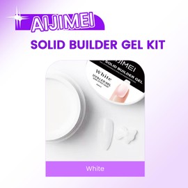 AIJIMEI Solid Builder Gel for Nails 2fl.oz 60ml Clear Hard Gel, Non-Sticky, 3D Sculpting, Nail Extension Flase Nail Thickening Solution (White)