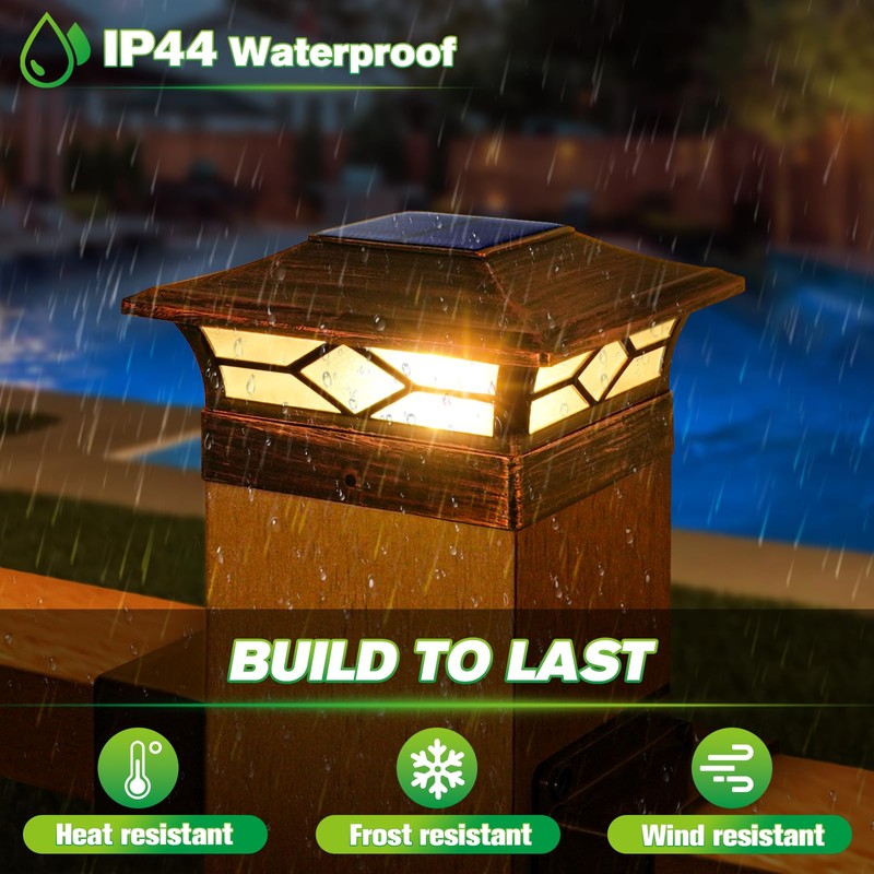 Solar Post Cap Lights Outdoor 8pack, Waterproof Solar Powered Deck