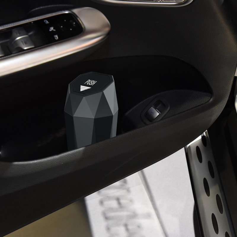 YIOVVOM Car Trash Can with Lid，Mini Diamond Design Automatic Portable