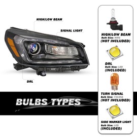 SOCKIR Halogen Type Headlight Assembly Fit for 2013-2016 GMC Acadia Projector LED DRL Tube OE Style Factory Headlamp Replacement Right Passenger Side