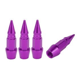 A ABSOPRO Tire Valve Stem Caps 45MM Car Wheel Valve Cap Aluminum Alloy Purple for Car Bike Motorcycle Truck Anti Crash Tyre Valve Stem Cover Valve Dust Cap Tire Valve Cap 4 Pcs