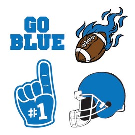 Sports Spirit Temporary Tattoos / 100 Mini Team & School Spirit Designs/Skin Safe/Removable (Blue Finger)