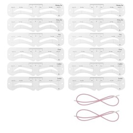 12 Pcs Reusable Eyebrow Stencils for Beginners, Eyebrow Stamp Brow Charm Stencil Kit Clear Eyebrow Stencil Kit Distance 1.0 cm Easy to Use for Perfect Brows