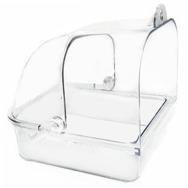 Bird Bath for Cage Clear Cleaning Bathtub Bird Cage Accessories 3.9x5.5x4.7 Parakeet Bath Hanging with Drawer Design for Parrots Mynahs Prevent Escape Parakeet