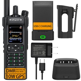 BAOFENG DM32 DMR Handheld Radio with USB-C Charging, GPS, 10W Long Range Walkie Talkie for Emergency Rescue & Outdoor Sports DM-32UV (1 Pack Black+Back Clip)