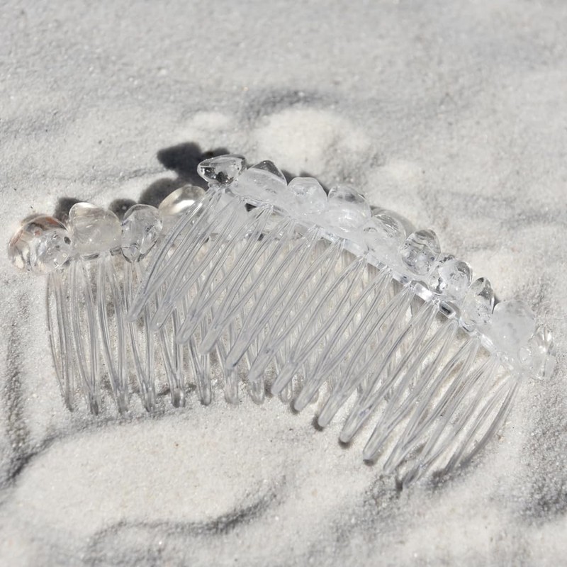 Clear Quartz Crystal Stone Hair Combs (QTY of 2)