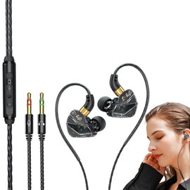 in-Ear Headphones with Microphone, 2- in-1 Ear Phones Ear Buds with Microphone, 3.5mm Noise Isolating Ergonomic Computer Accessories Clear Sound Game Headphones for Desktop