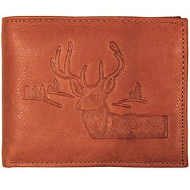 Men's Leather Deer Head Scene Bifold Wallet