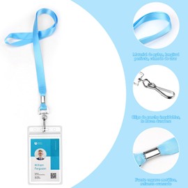 LSXD Porta Credencial, 12 Colours Cordon para Gaffette para Medicina, Enfermera, Soporte para Tarjetas de Identificación Vertical, Tarjetero para Cuello Transparente Impermeable para Oficina, Escolare