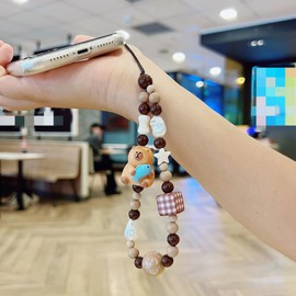 LJJINGXS - Bonito cordón de teléfono Capybara, llavero Capybara Y2K, correa de muñeca con abalorio, accesorio universal para teléfono celular con abalorio decorativas., Pequeño, Plástico, No es una