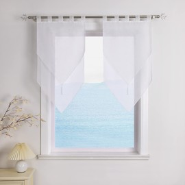 ESLIR Net Curtains Modern Bistro Curtain Kitchen Curtains with Loops Transparent Curtains Voile White W x H 45 x 90 cm Pack of 2
