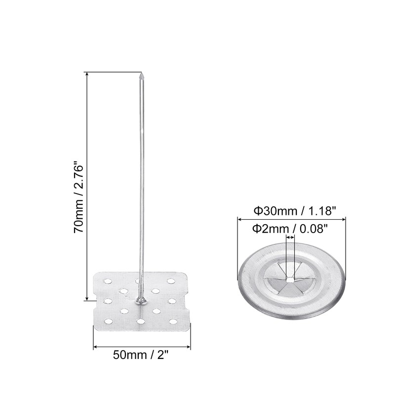 PATIKIL 70mm Perforated Insulation Pins with Round Washer,50 Sets 2in