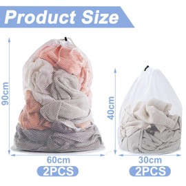 2 Large Laundry Bags, 2 Small Laundry Bags, Travel Laundry Bag, Mesh Laundry Bag, Large Mesh Laundry Bag