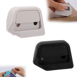 lasuroa Pack of 2 Mini Ceramic Cardboard Cutter, Automatic Retractable Mini Paper Cutter, Ceramic Pocket Size, Cardboard Opener, Stays Sharp 10 Times Longer for Packages Cardboard (Black, Khaki)