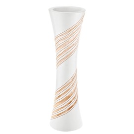 AeraVida Sleek Curvilinear Spiral White 14-inch Mango Tree Wood Flower Vase | Modern Farmhouse Home Décor | Kitchen Bedroom Living Room Home Decoration | Wooden White Flower Vase